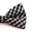 Boys Ivory, Black & Silver Tinsel Checkered  Patterned Cotton Bow Tie