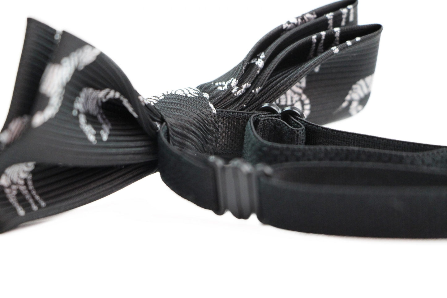 Boys Black With Silver Zebras Patterned Cotton Bow Tie