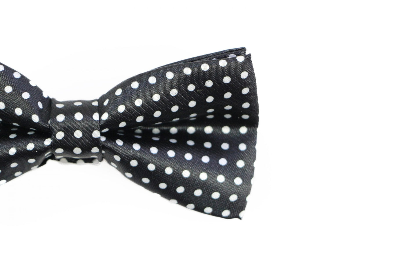 Boys Black With White Small Polka Dots Patterned Bow Tie