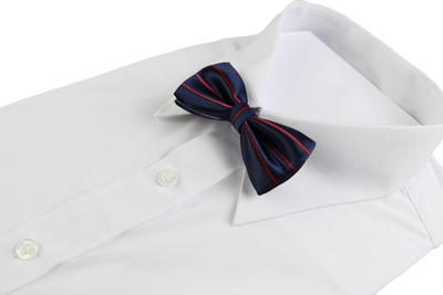 Boys Navy With Red Stripes Patterned Bow Tie