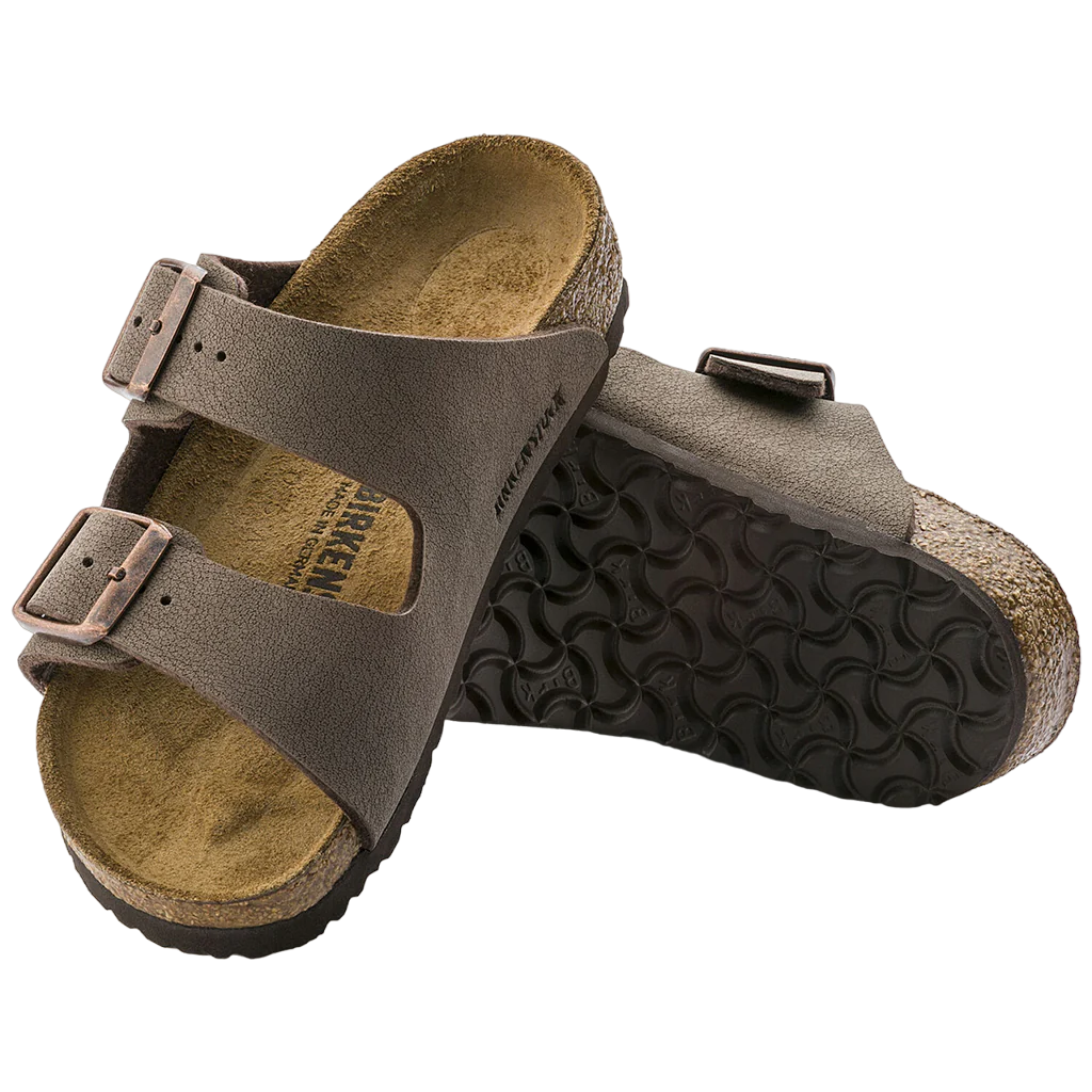 Kids Birkenstock Narrow Arizona Birko-Flor Birkibuc Mocha Slip On Sandals