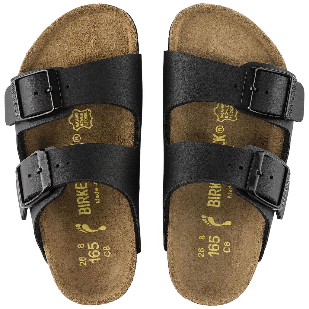 Kids Birkenstock Arizona Birko-Flor Narrow Black Slip On Sandals