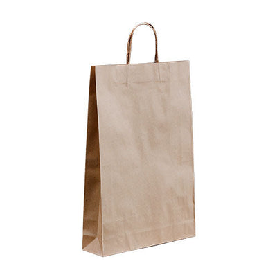 50 X Brown Twisted Handle Kraft Paper Bags Size Medium