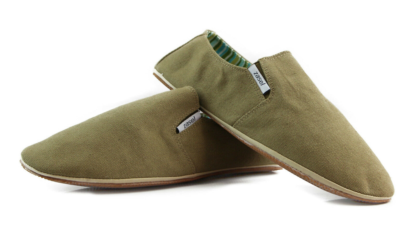 Zasel Mens Cotton Canvas Shoes - Khaki