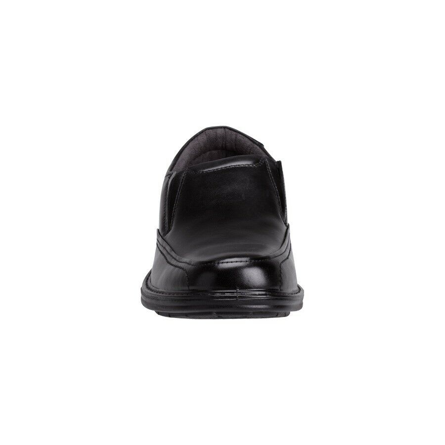 Mens Hush Puppies Transit Extra Wide Black Leather Work Slip On Shoes