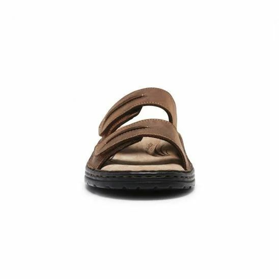 Mens Hush Puppies Slider Brown Sandals Slip On Leather Summer Shoes