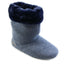 Womens Grosby Hoodies Boots Plush Fluffy Navy Slippers