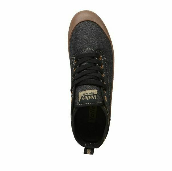 Mens Volley Hi Leap Black Denim Gum International Volleys Casual Canvas Shoes