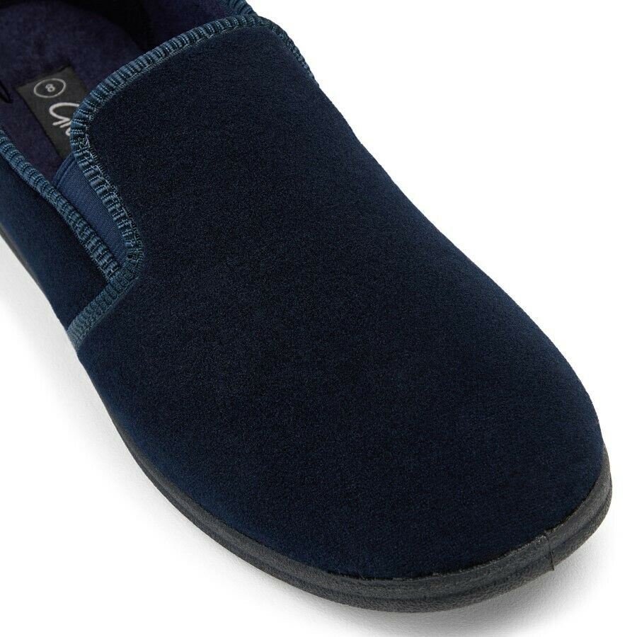 Grosby Percy Slippers Mens Shoes Casual Slip On Moccasins Navy Chocolate