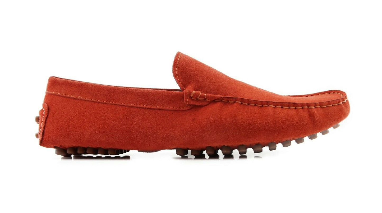 Mens Zasel Summer Boat Shoes Orange Suede Casual Slip On Deck Grip Loafers