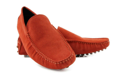 Mens Zasel Summer Boat Shoes Orange Suede Casual Slip On Deck Grip Loafers