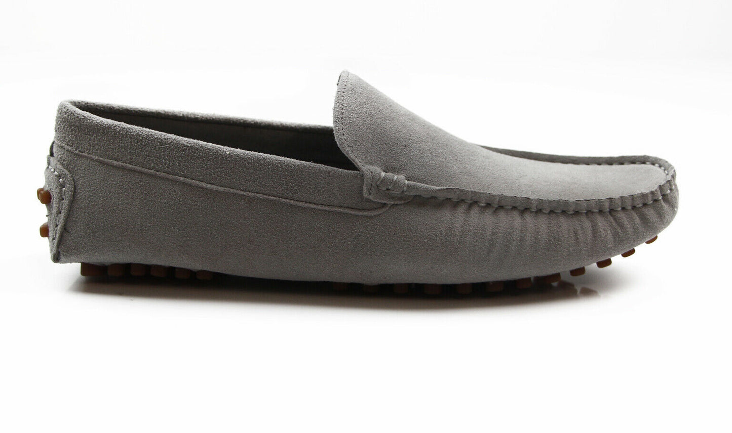 Mens Zasel Summer Boat Shoes Light Grey Suede Casual Slip On Deck Grip Loafers