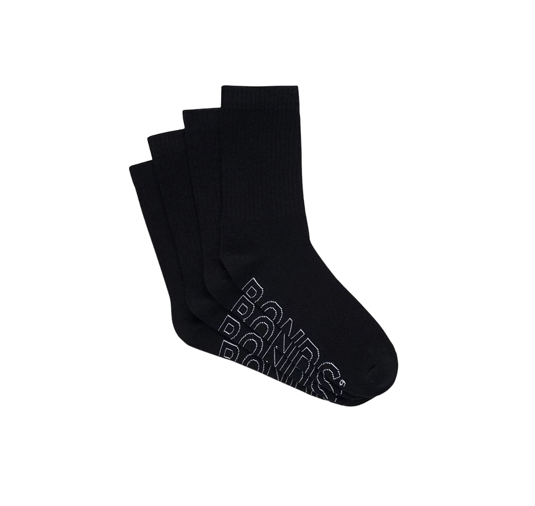 12 X Bonds Mens Logo Lighweight Crew Black Socks