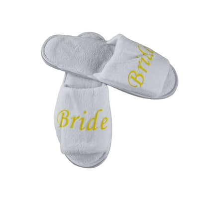 Bridal Slippers Wedding White Bright Yellow Gold - Bride To Be