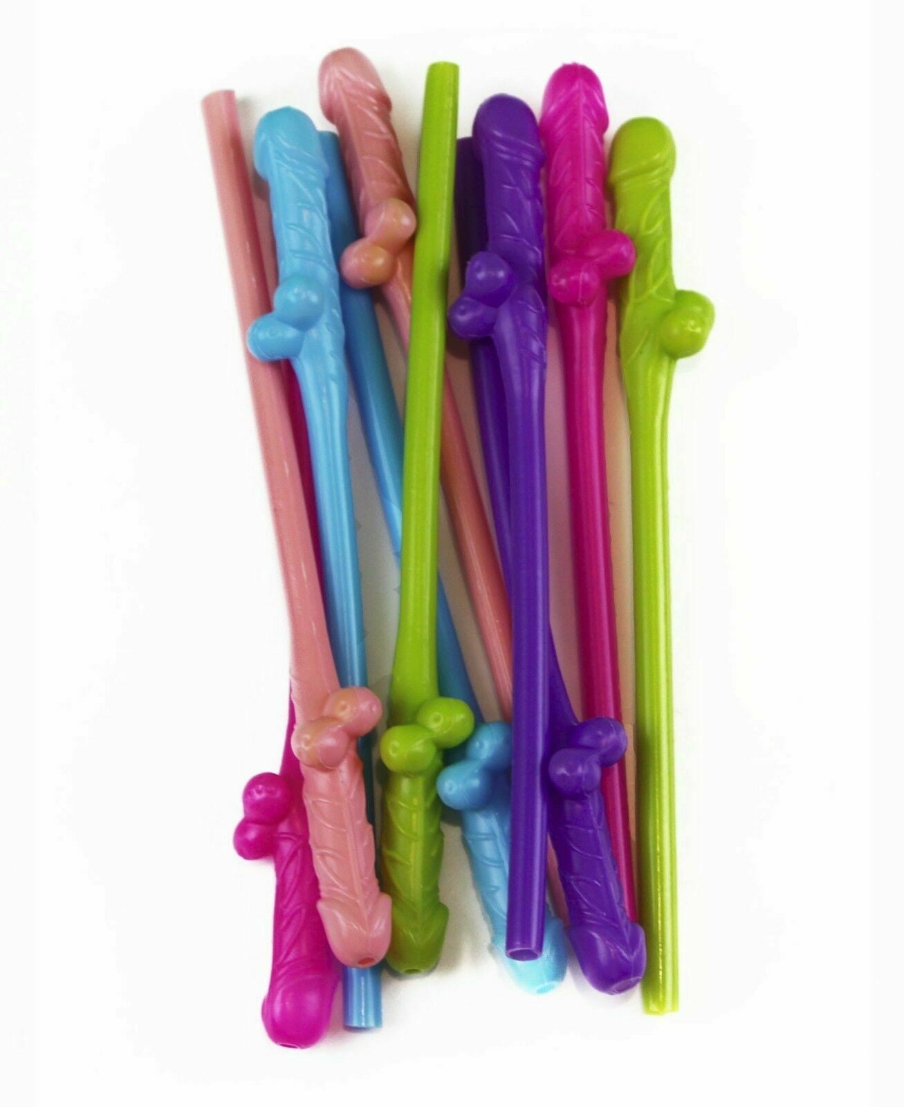 10 Bright Coloured Willy Drinking Hens Night Games Party Penis Dick Straws