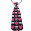 Kids Boys Black & Pink Patterned Elastic Neck Tie - Dog Heart Diamond