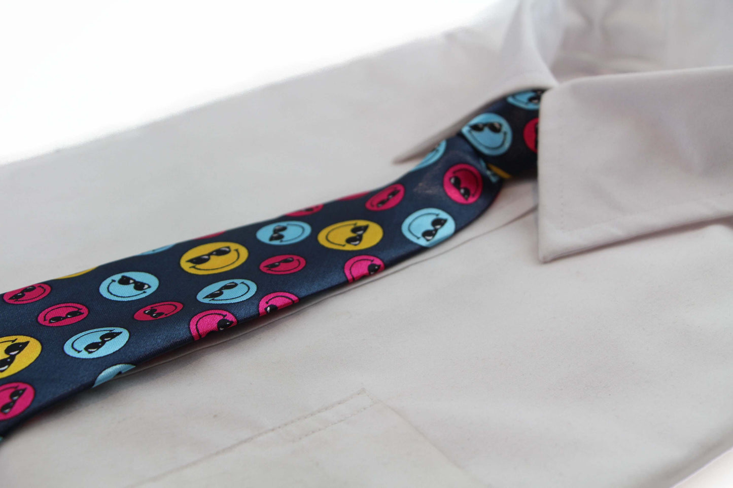 Kids Boys Multicoloured Patterned Elastic Neck Tie - Smiley Face