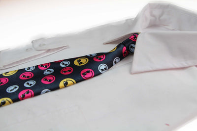 Kids Boys Multicoloured Patterned Elastic Neck Tie - Smiley Face