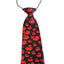 Kids Boys Black & Red Patterned Elastic Neck Tie - Red Skulls