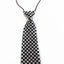 Kids Boys Black & White Patterned Elastic Neck Tie - Mini Checkers