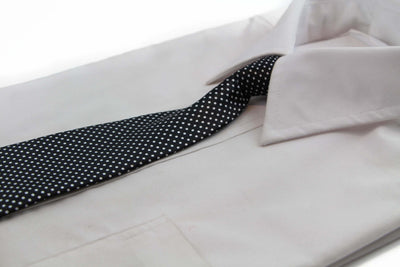 Kids Boys Black & White Patterned Elastic Neck Tie - Mini Polka Dots