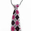 Kids Boys Pink, White & Black Patterned Elastic Neck Tie - Criss Cross Pink