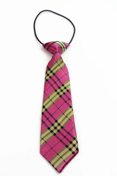 Kids Boys Pink Patterned Elastic Neck Tie - Criss Cross Gold