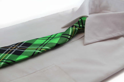 Kids Boys Green Patterned Elastic Neck Tie - Criss Cross Green