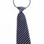 Kids Boys Navy Patterned Elastic Neck Tie -White Diagonal Stripe