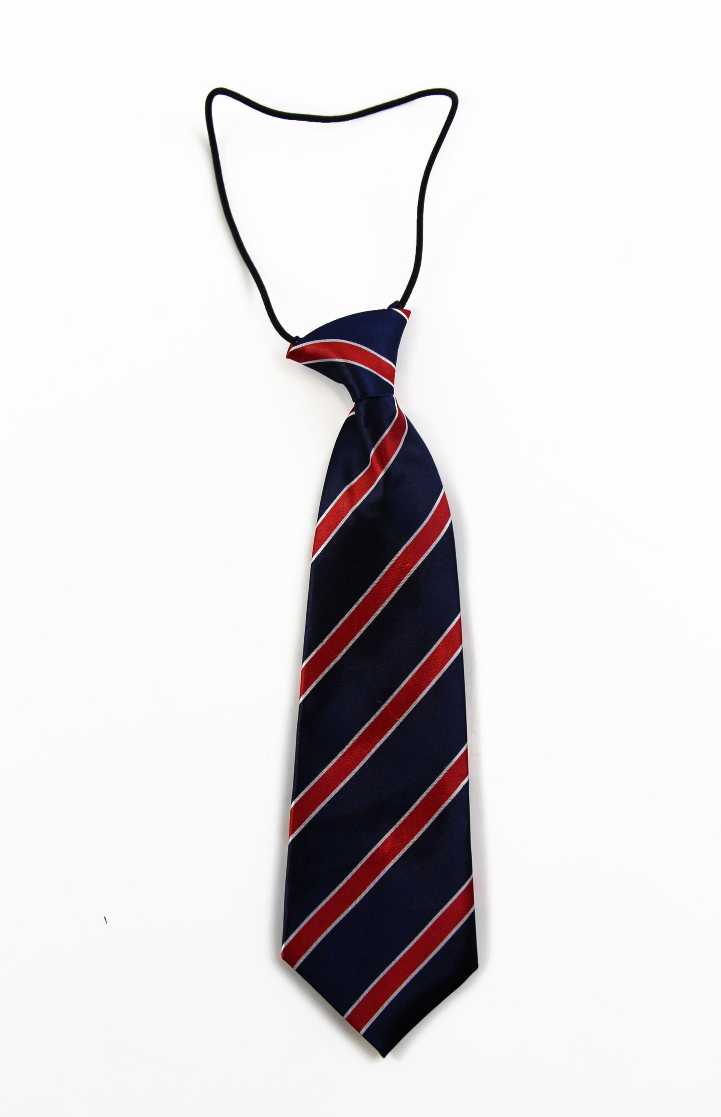 Kids Boys Navy & Red Diagonal Patterned Elastic Neck Tie