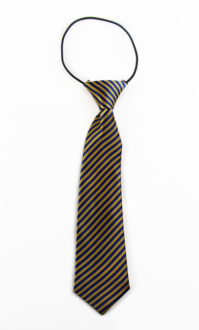 Kids Boys Blue & Yellow Diagonal Patterned Elastic Neck Tie