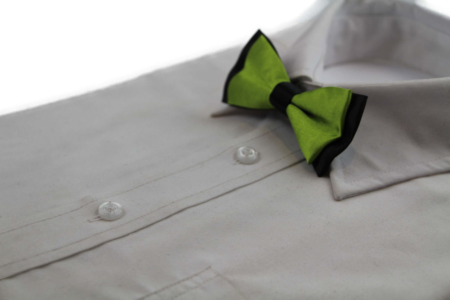 Boys Olive Green Two Tone Layer Bow Tie