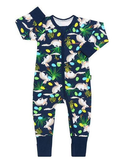 Bonds Baby 2-Way Zip Wondersuit Coverall Navy With Rabbit