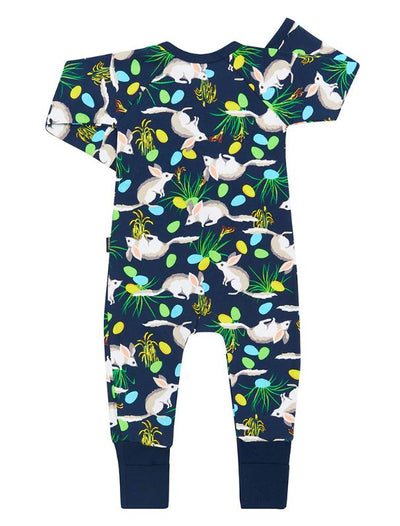 Bonds Baby 2-Way Zip Wondersuit Coverall Navy With Rabbit