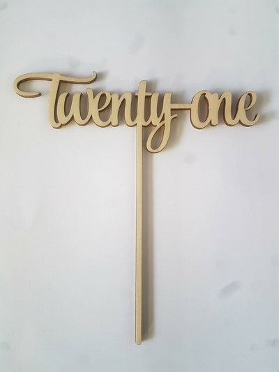 Wooden Cake Topper Twenty-One - 21