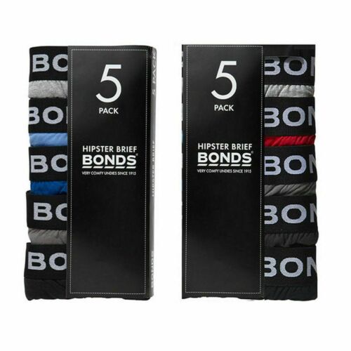 Bonds Mens 5 Pairs Hipster Underwear Mens Briefs Black Red Blue S M L Xl Xxl