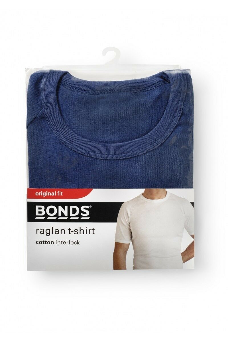 5 x Bonds Raglan Tshirt Crew / V Neck Tee Top - Black White Grey Navy