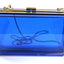 Womens Transparent Clutch Bag Box Party Wedding - Blue