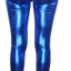 Shiny Metallic Leggings Womens Pants Ladies Blue