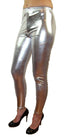 Shiny Metallic Leggings Womens Pants Ladies Silver