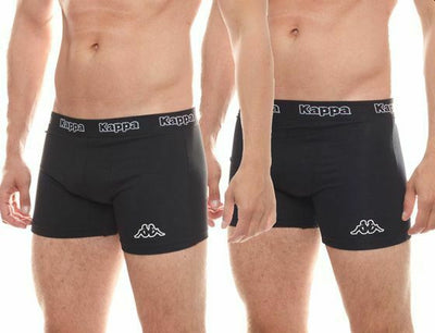 20 X Kappa Mens Black/Black Boxer Shorts Comfy Trunks