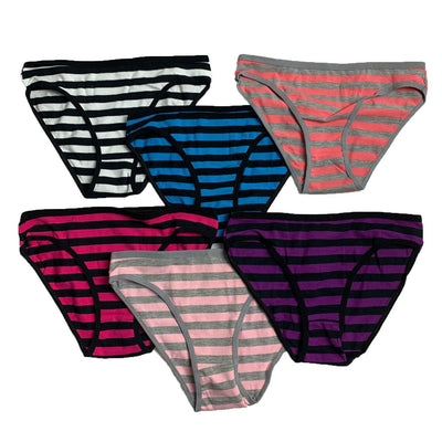 6 x Womens Stripe Cotton Bikini Underwear Brief Sexy Panties Comfy