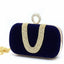 Womens Velvet Suede One Ring Diamante Clutch Bag Wedding Ladies Royal Blue