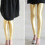 Metallic Leggings Shiny Neon Stretch Sexy Party Costume Fancy Dress Silver Gold