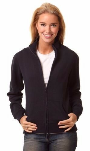 New Ladies Womens French Terry Fleece Top Sport Winter Zip Up Jumper Cardigan