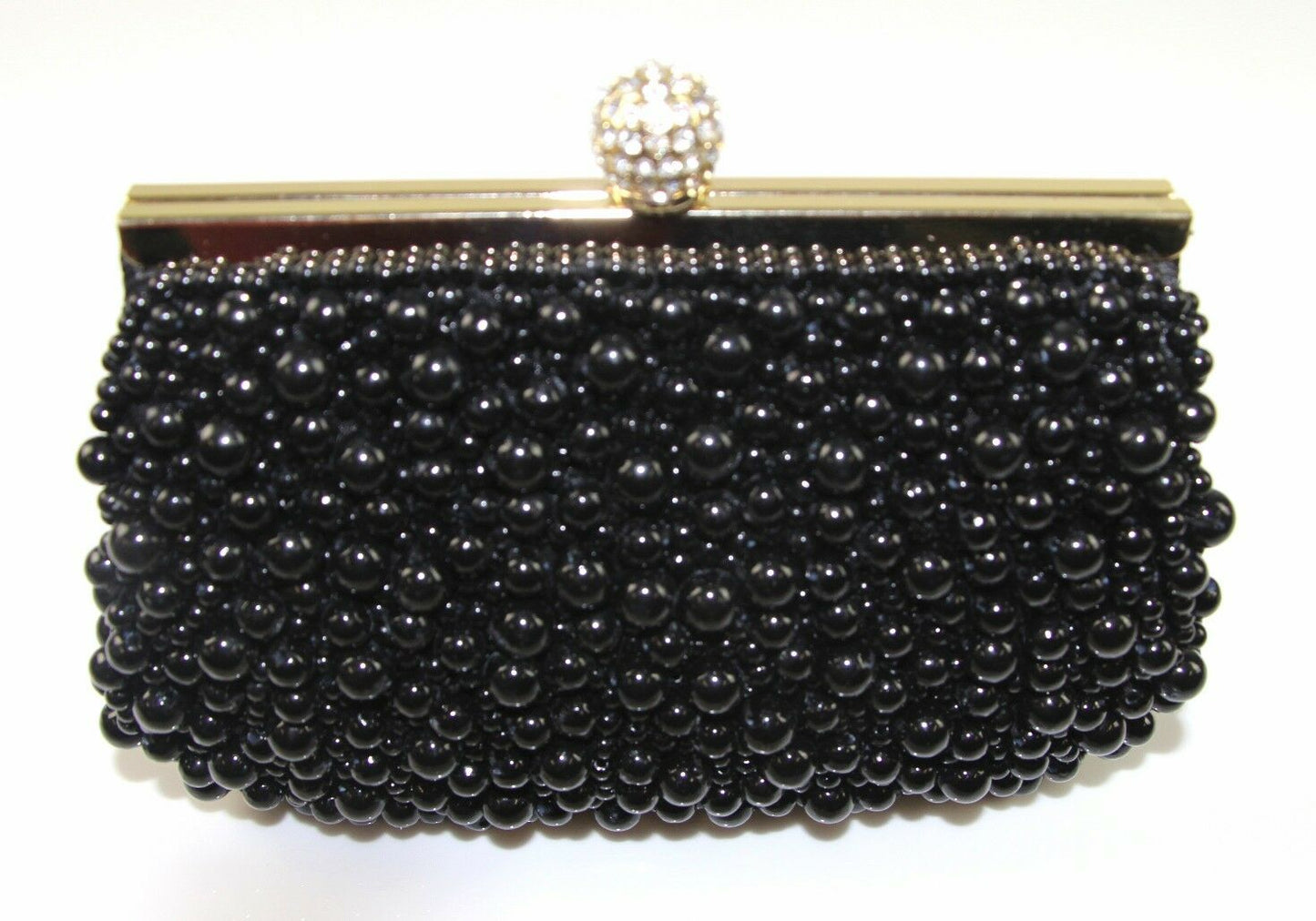 Womens Pearl Clutch Bag Pearls Wedding Gold Bridal Hand Bag Black