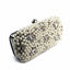 Womens Black Clutch Hand Bag Pearls Diamante Wedding Bridal