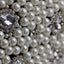 Womens Black Clutch Hand Bag Pearls Diamante Wedding Bridal