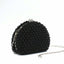 Womens Semi Circle Pearl Clutch Bag Pearls Bride Bridal Hand Black