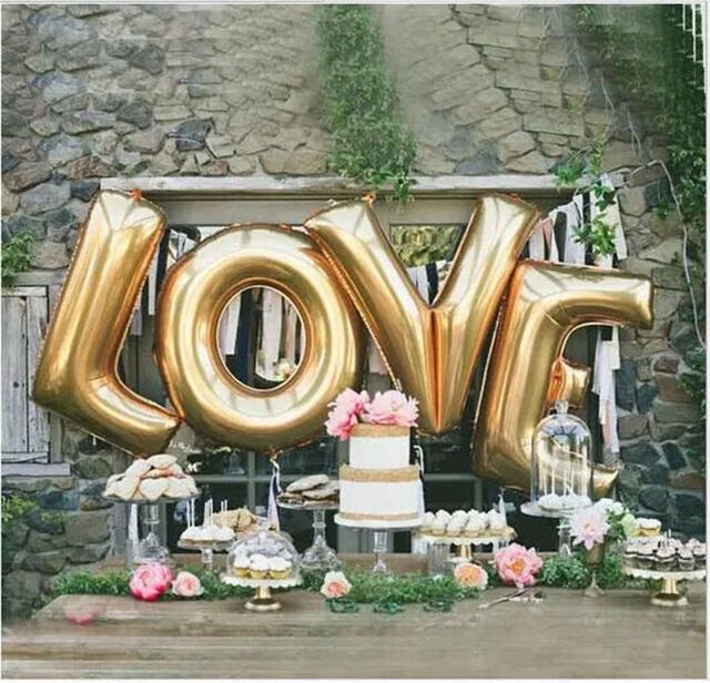 Love Foil Balloons Wedding Bridal Hens Party Decorations Gold Silver